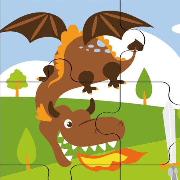 VIGA 16 Pcs Flat Wooden Puzzle w/Tray -Fairy Tale Knights New Sealed For Age 2+ - Picture 5 of 15